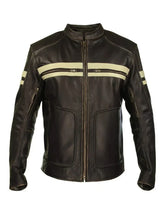 Mens Retro Brown Genuine Leather Jacket